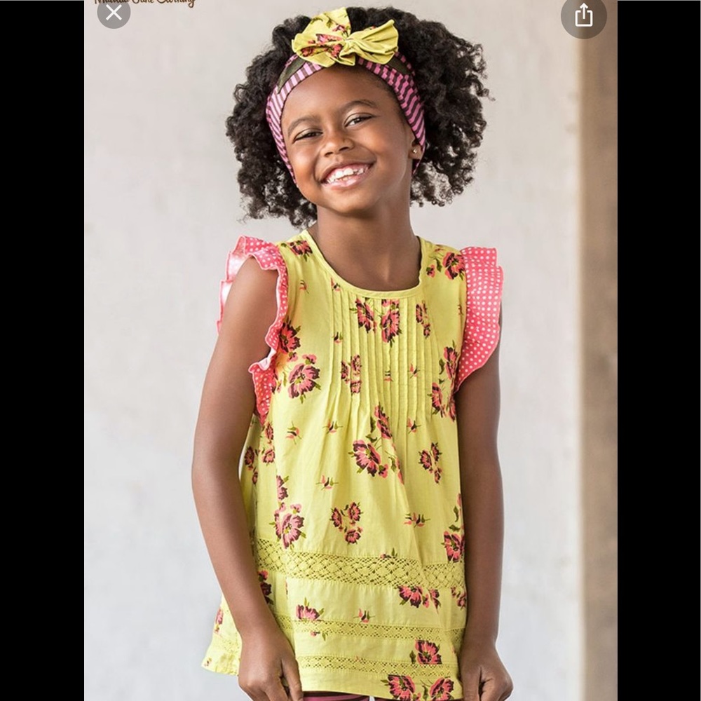 Matilda Jane  Yellow & Pink Floral Top & headband